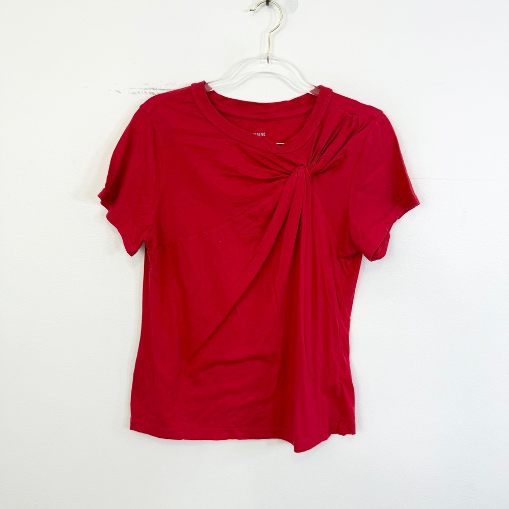 Anthropologie Maeve Red Twist Front Short Sleeve T-Shirt Medium